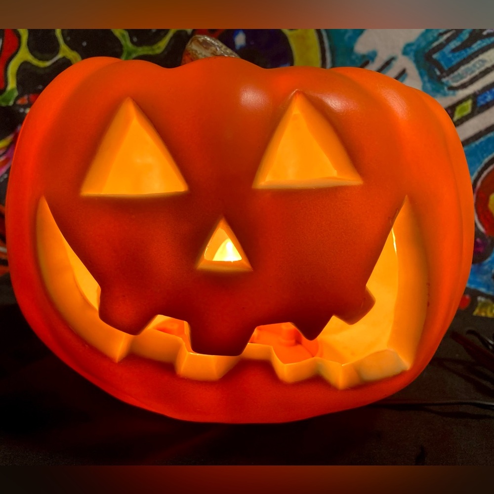 Vintage Pumpkin Jack O Lantern Lighted Halloween Fall Decor 6.5"